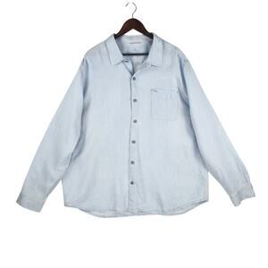 Tommy Bahama Mens Sea Glass Breezer Linen Shirt XXL Light Blue Long Sleeve